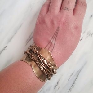 SOLD 70s Brutalist Brass Cuff Bracelet Ernandes